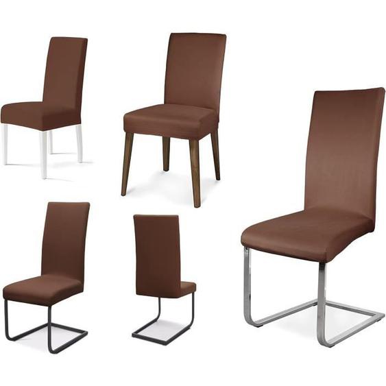 Housses de chaise, lot de 6, housse extensible pour chaise, housse élastique, couleur brune.