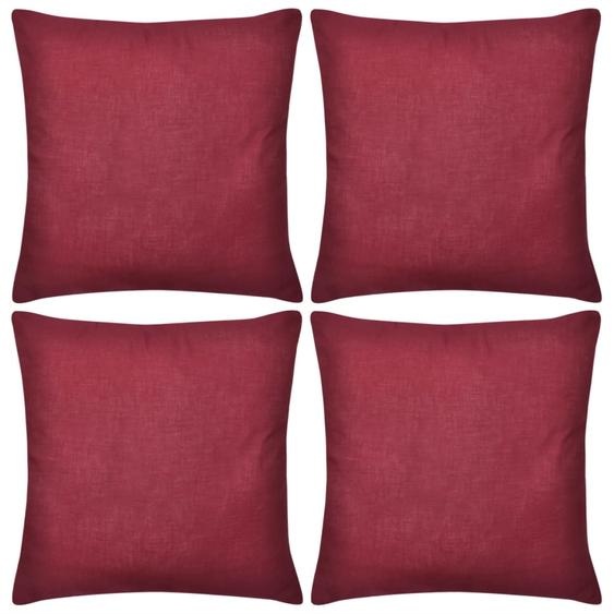 Housses de coussin 4 pcs Coton Bordeaux 40x40 cm