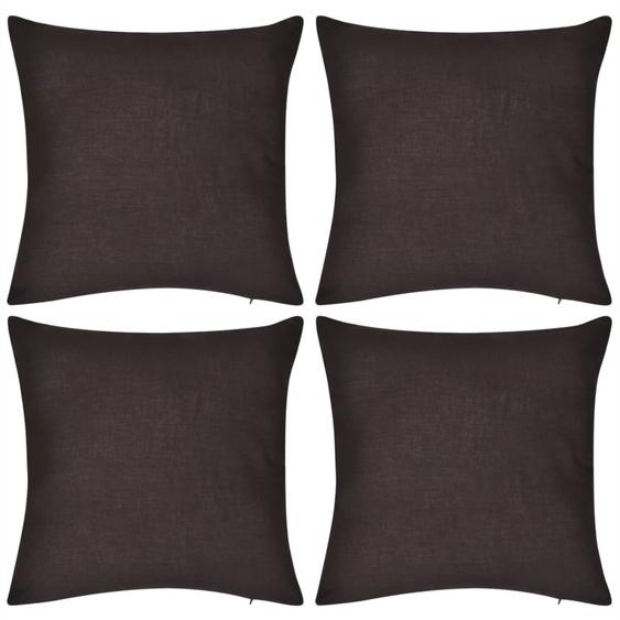 Housses de coussin 4 pcs Coton Marron 40x40 cm