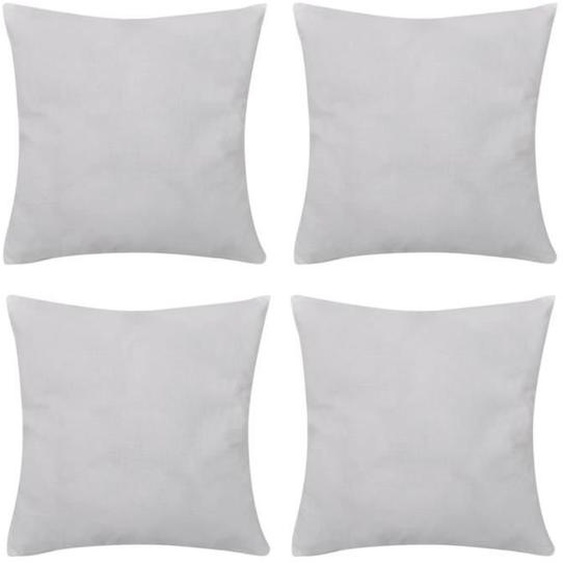 Housses de coussin - DUOKON - 4 pcs - Coton 100% - Blanc - 50x50 cm - Fermeture éclair