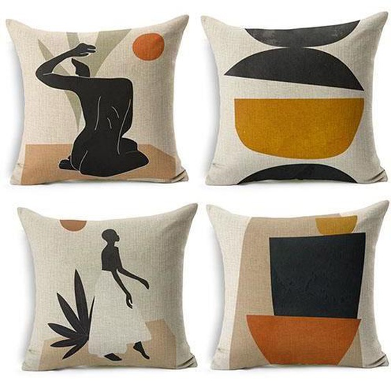 Housses de Coussin en Lin  45x45 cm,Lot de 4
