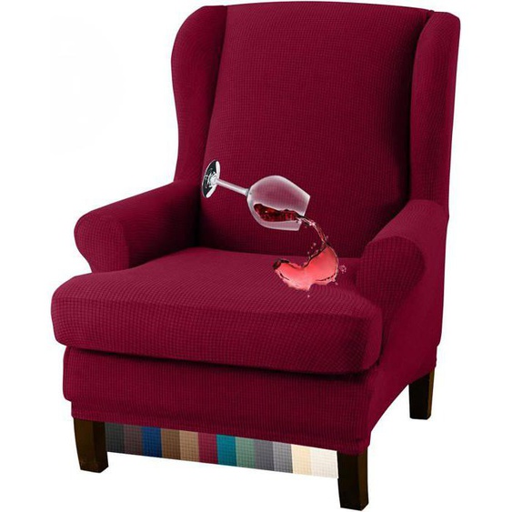 Housses de fauteuil à oreilles imperméable de couleur unie de haute qualité（ bordeaux)