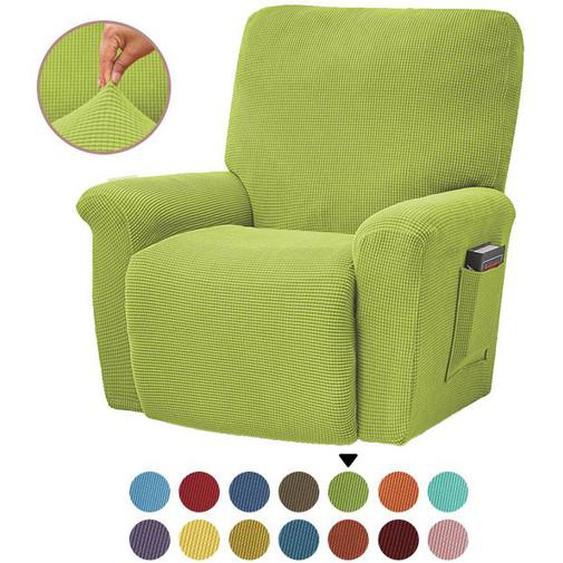 Housses de Fauteuils Relax 1 Places, Jacquard à carreaux Extensible Housse pour Canapé Relax, herbe verte