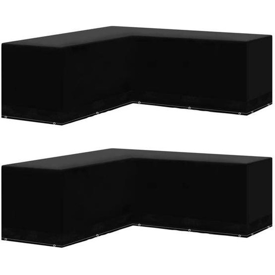 Housses de protection 2 pcs-Étanche Bâche salon de jardin Forme L 12 œillets 250x250x90cm SHL14089