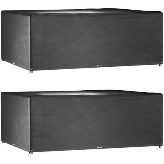 Housses de salon de jardin 2 pcs 16 œillets rectangulaire