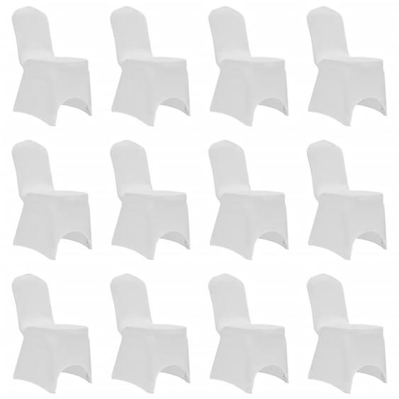 Housses élastiques de chaise Blanc 12 pcs