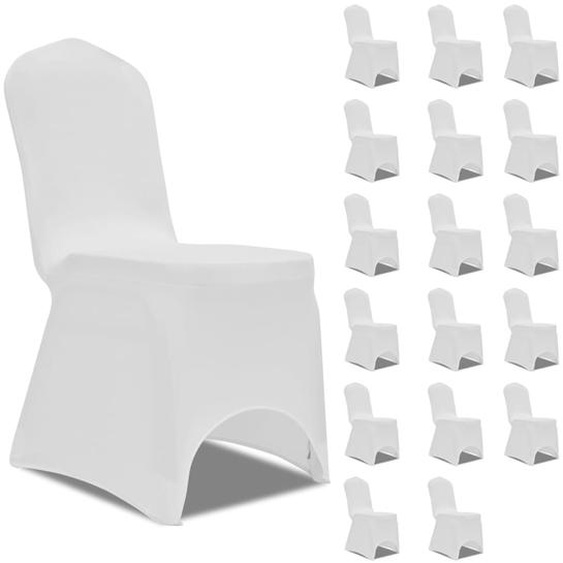 Housses élastiques de chaise Blanc 18 pcs