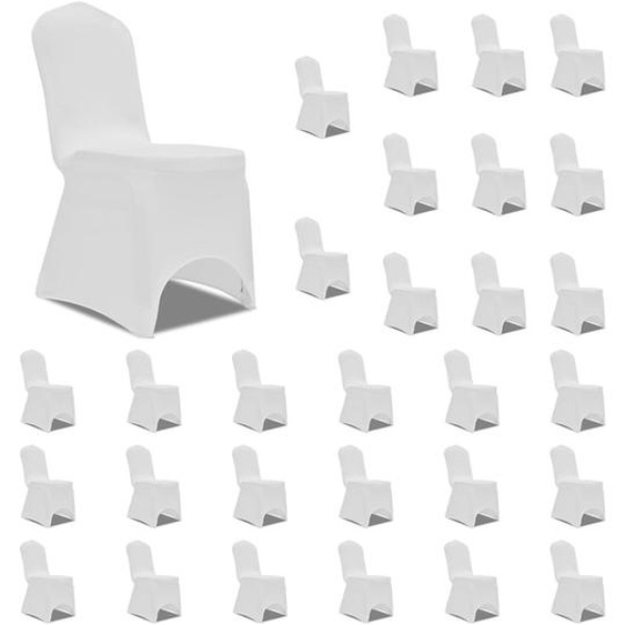 Housses élastiques de chaise Blanc 30 pcs