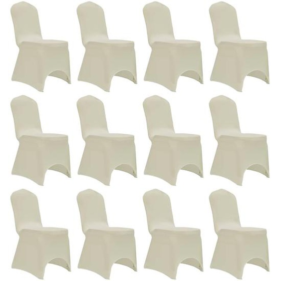Housses élastiques de chaise Crème 12 pcs