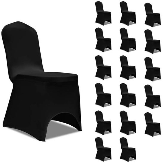 Housses élastiques de chaise Noir 18 pcs