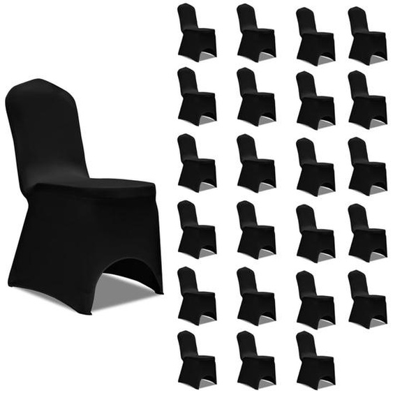 Housses élastiques de chaise Noir 24 pcs