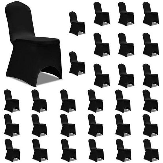 Housses élastiques de chaise Noir 30 pcs