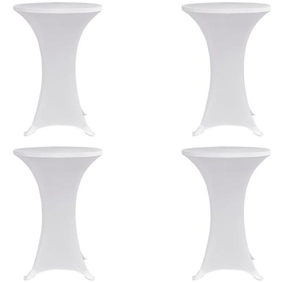 Housses élastiques de table Ø 70 cm Blanc 4 pcs