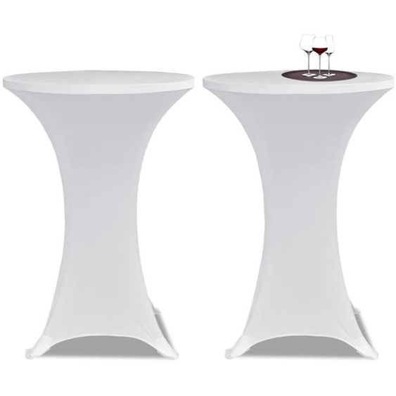 Housses élastiques de table Ø 80 cm Blanc 2 pcs