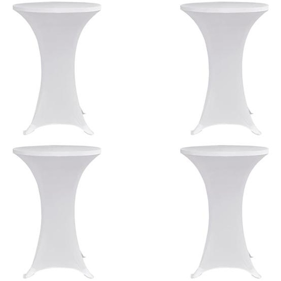 Housses élastiques de table Ø 80 cm Blanc 4 pcs