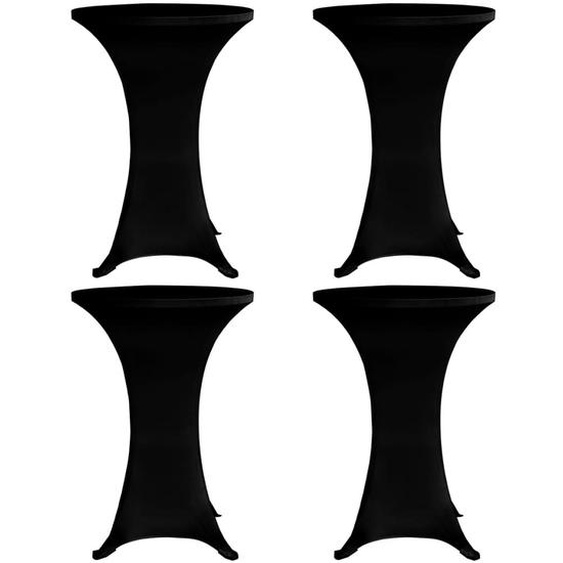Housses élastiques de table Ø 80 cm Noir 4 pcs