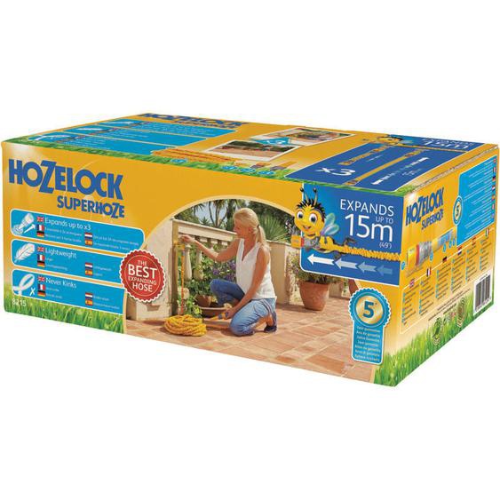 Tuyau darrosage extensible superhoze 15M Hozelock Sétire jusquà 3 fois sa longueur et comprend 4 raccords + 1 embout réglable - Garantie 3 ans + 2