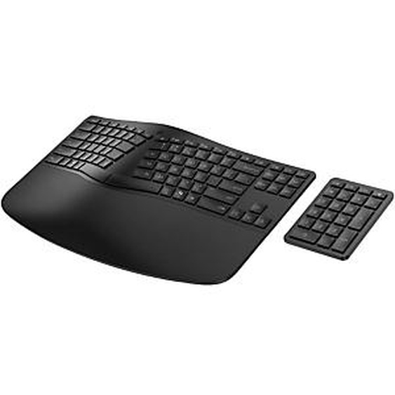 HP 965 Ergonomic Wireless Keyboard, Taille réelle (100 %), Sans fil, RF sans fil + Bluetooth, Clavier à membrane, Noir 7E756AA
