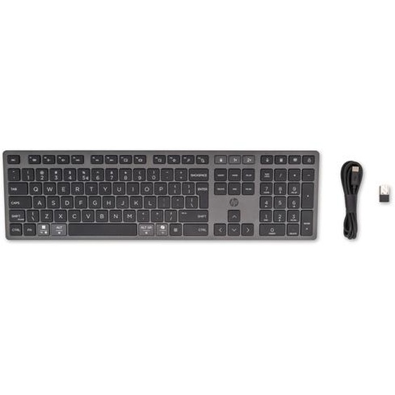 HP Clavier sans fil rechargeable multi-appareil 720, Taille réelle (100 %), Sans fil, USB + Bluetooth, Clavier mécanique, QWERTY, Noir 9T5B1AA#ABB