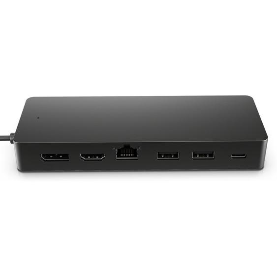 HP Concentrateur multiport USB-C universel, Avec fil, USB 3.2 Gen 1 (3.1 Gen 1) Type-C, 65 W, 10,100,1000 Mbit/s, Noir, Black 50H98AA#ABB