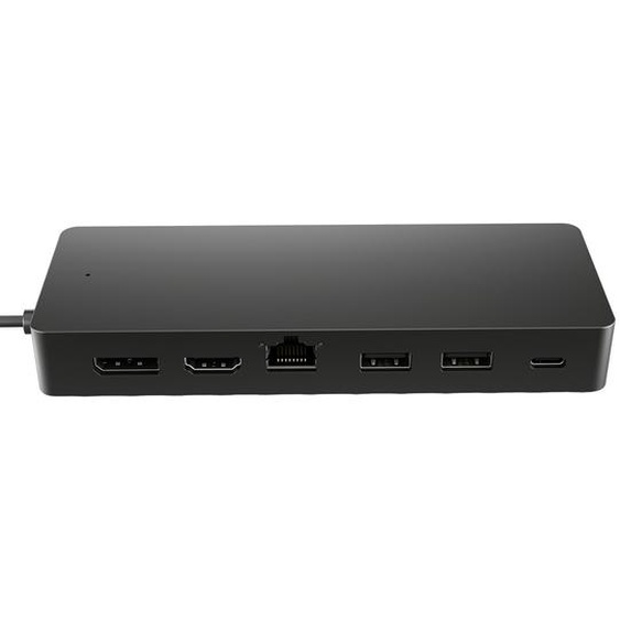 HP Concentrateur multiport USB-C universel, Avec fil, USB 3.2 Gen 2 (3.1 Gen 2) Type-C, 10,100,1000 Mbit/s, Noir, Black, 4K Ultra HD 50H55UT