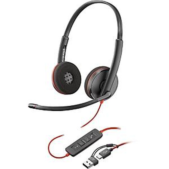 HP POLY POLY Micro-casque Blackwire 3220 stéréo USB-C + adaptateur USB-C/A, Avec fil, Business/Everyday, 119 g, Casque, Noir 8X228AA