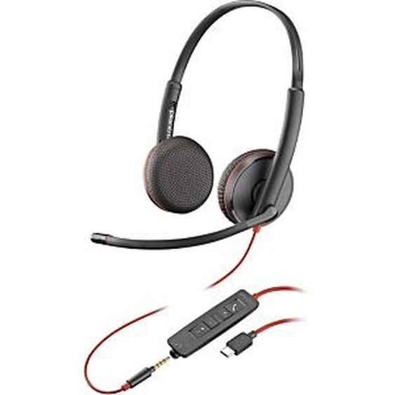 HP POLY POLY Micro-casque stéréo USB-C Blackwire C3225 (lot), Avec fil, Bureau/Centre dappels, 20 - 20000 Hz, 164,2 g, Casque, Noir 80S04A6