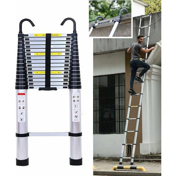 Hsha - chelles télescopiques 6,2m avec Crochets, 15 marches échelle en Aluminium, échelle multifonctionnelle avec protège-Doigts, échelle Extensible