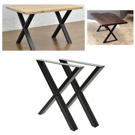 Pieds de Table - OHMG - Forme X - Acier Vernis - 72x67 cm - Meuble de Bureau