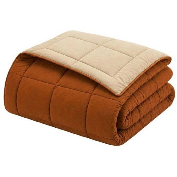 HUDSON - Couette Légere Microfibre - 200 gr/m2 - Ocre & Galet - 220 x 240