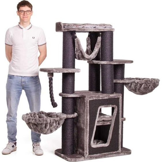 Hudson | griffoir, chaise longue pour chat | chat canadien | gris noir | 50x178x157cm