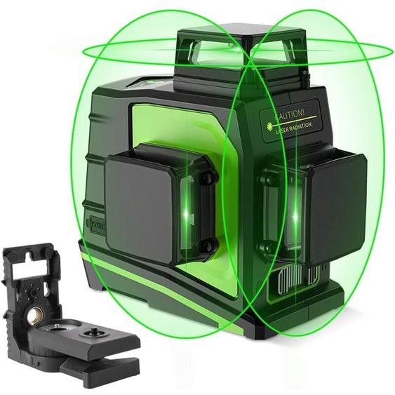 Huepar - Niveau Laser Vert à 3x360, Laser Level Auto-nivellement Commutable à 360 degrés 12 Laser Lignes 3D avec Mode Impulsion, Port de Charge usb,