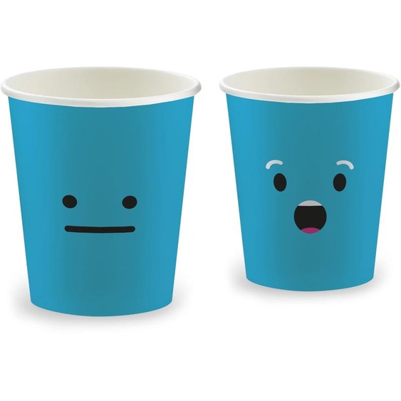 Huhtamaki Gobelet en carton 15 cl Emoticons - Pourboissons froides et chaudes - Coloris assortis - Lot de 100