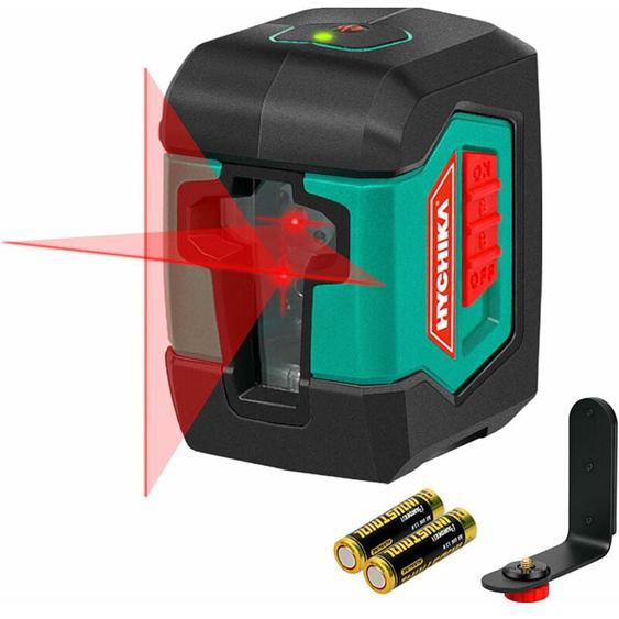 Hychika - Niveau laser autonivelant Ligne Croix/Horizontale/Verticale,laser rotatif à 360°, avec support, 2 piles AA,Module laser double,rouge