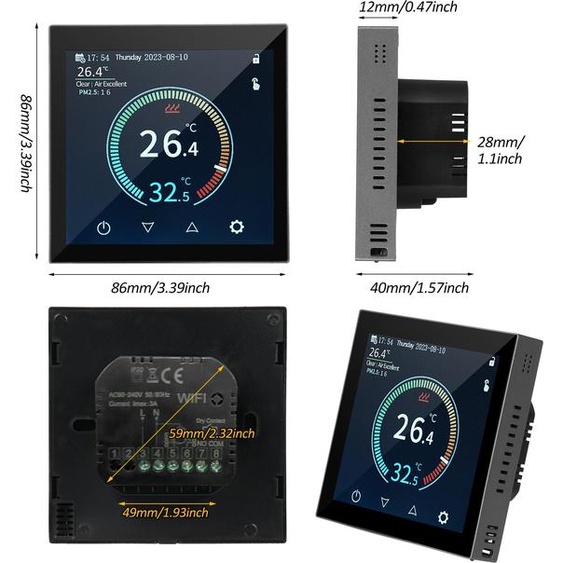 HYT001 WIFI Smart Heating Thermostat Digital Temperature Controller Mobile Phone APP Control Touchscreen LCD Display Weekly Programmable Thermostat Anti-freeze for Home School Office Hotel Smart Life APP Control