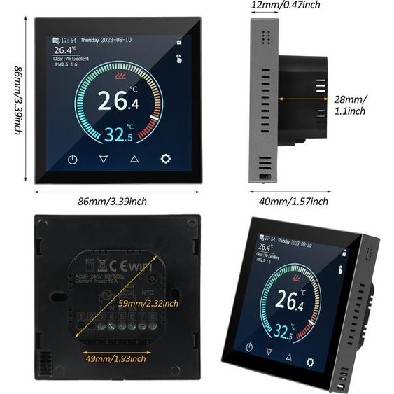 HYT001 WIFI Smart Heating Thermostat Digital Temperature Controller Mobile Phone APP Control Touchscreen LCD Display Weekly Programmable Thermostat Anti-freeze for Home School Office Hotel Smart Life APP Control
