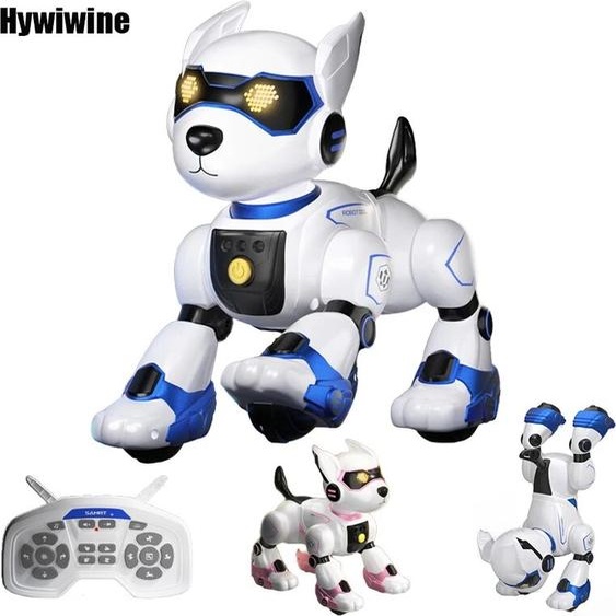 Hywiwine Robot électronique RC amusant, chien cascadeur, commande vocale, Programmable, sens tactile, chanson musicale, chien Robot pour garçons et filles, jouets pour enfants