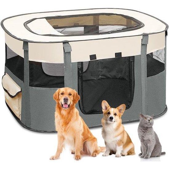 Ibenzoa® : Abri pliable et portable pour chiens (taille M) – rectangulaire, 80 x 60 x 55 cm, gris. Un refuge sûr pour les petits chiens et les chatons, à lintérieur comme à lextérieur