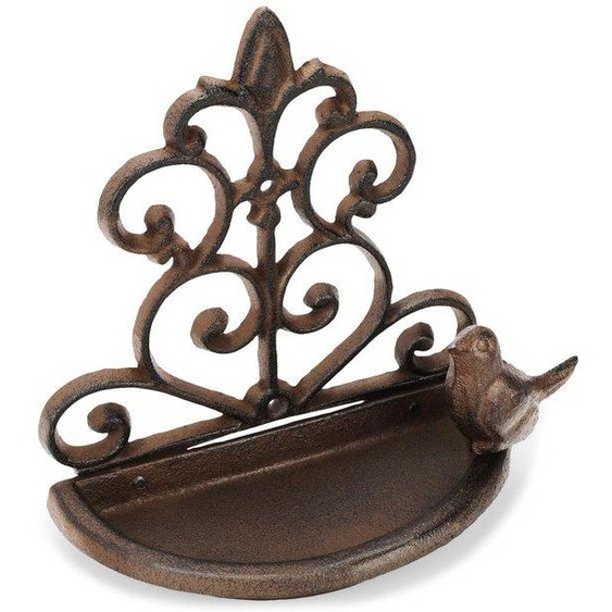 Ibenzoa® : Baignoire et mangeoire pour oiseaux suspendues en fonte, pour jardin et balcon – résistantes au gel et aux intempéries, fixables au mur, dimensions : 17 x 9,5 x 17,5 cm