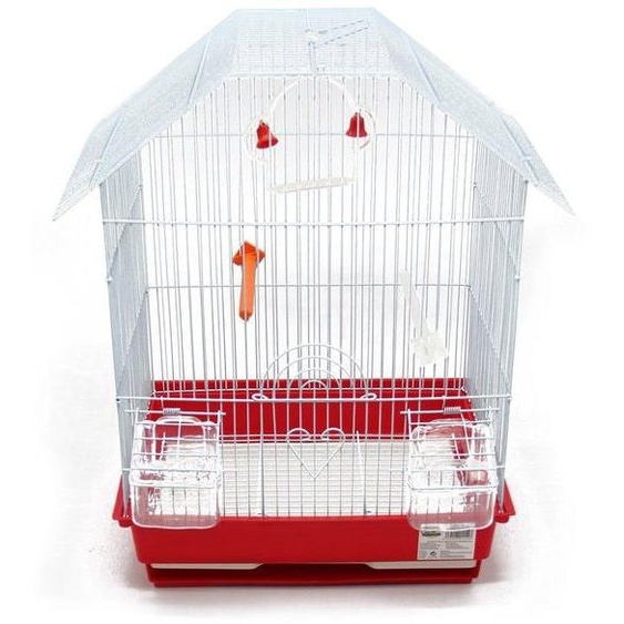 Ibenzoa® Cage pour oiseaux métalliques, 34,5 x 28 x 46 cm – colorée, complète avec mangeoire et abreuvoir, perchoir et balançoire, idéale pour les canaris, les perruches ondulées et les oiseaux tropicaux