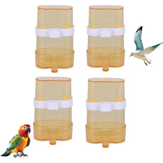 Ibenzoa® - Coffret de 4 distributeurs automatiques deau et de nourriture, capacité de 220 ml, en plastique transparent (PP), système de fixation à clip, dimensions : 13,4 x 7,5 x 3,2 cm – pour oiseaux et petits animaux