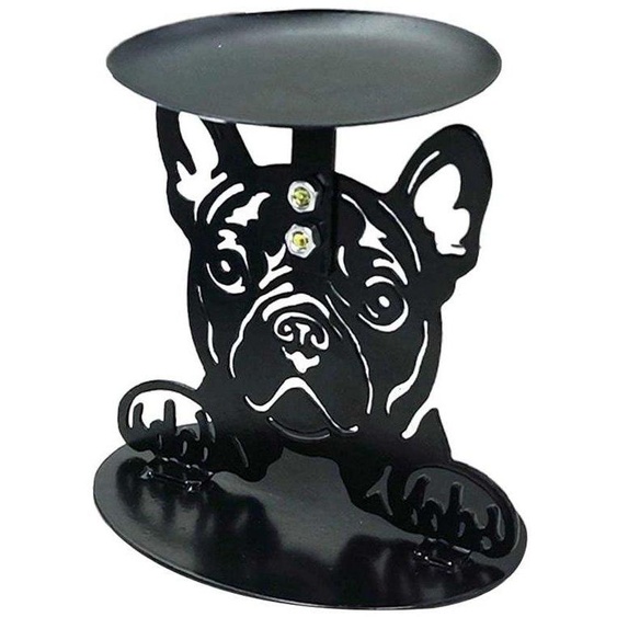 Ibenzoa® Gamelle ergonomique pour chats en fer, 10 x 8 x 12 cm – gamelle surélevée pour chats et petits chiens, amovible, antidérapante, design bouledogue français