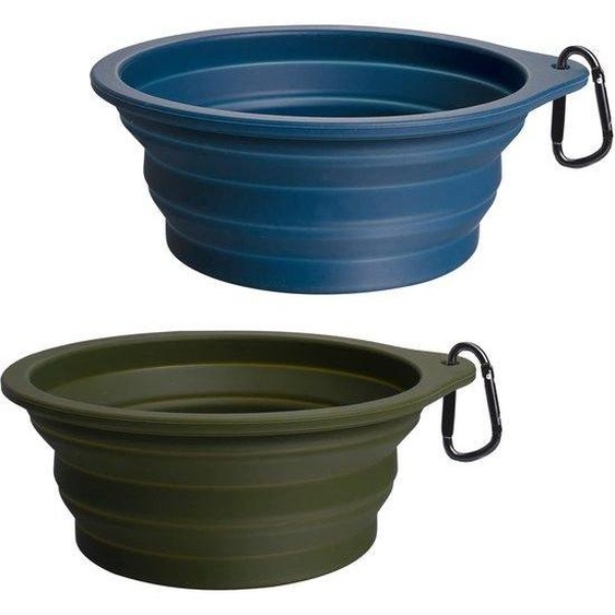 Ibenzoa® – Gamelle pliable pour chiens et chats – Fabriquée en silicone de qualité alimentaire, sans BPA, avec mousqueton, compacte une fois pliée : 16,3 x 10,5 x 6,2 cm, couleur vert olive