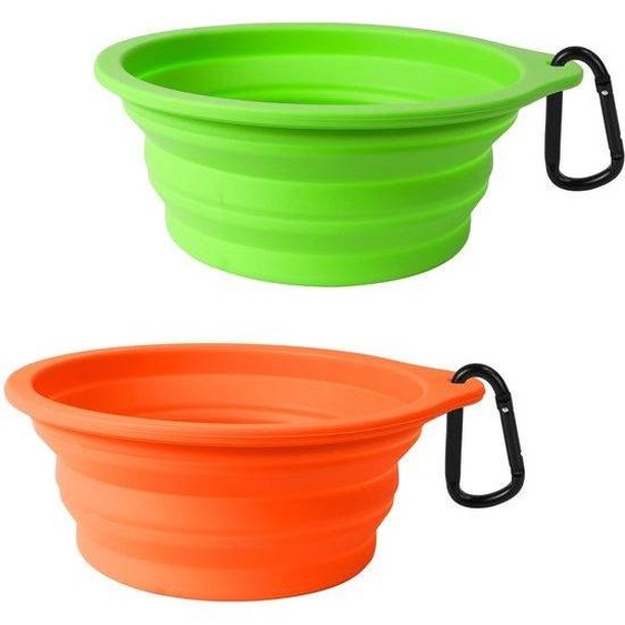 Ibenzoa® : Lot de 2 gamelles pliables pour chiens et chats – Fabriquées en silicone de qualité alimentaire, sans BPA, dimensions 16,3 x 10,5 x 6,2 cm, idéales pour les voyages et les activités en extérieur, avec mousqueton