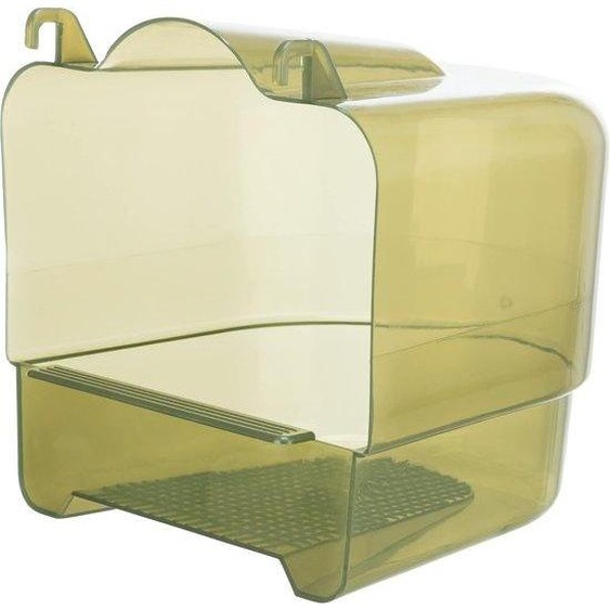 Ibenzoa® : Petite maisonnette suspendue pour oiseaux, de forme semi-circulaire, en plastique, de 15 à 17 cm, avec une ouverture en grille de 15,5 x 11 cm, disponible en différentes couleurs, conçue pour être fixée à la porte de la cage