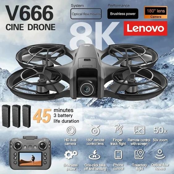 IBM Drone professionnel Lenovo V666 MINI 4K WIFI 5G avec évitement dobstacles, moteur brushless, mode altitude fixe et sans tête, quadricoptère RC FPV, jouet