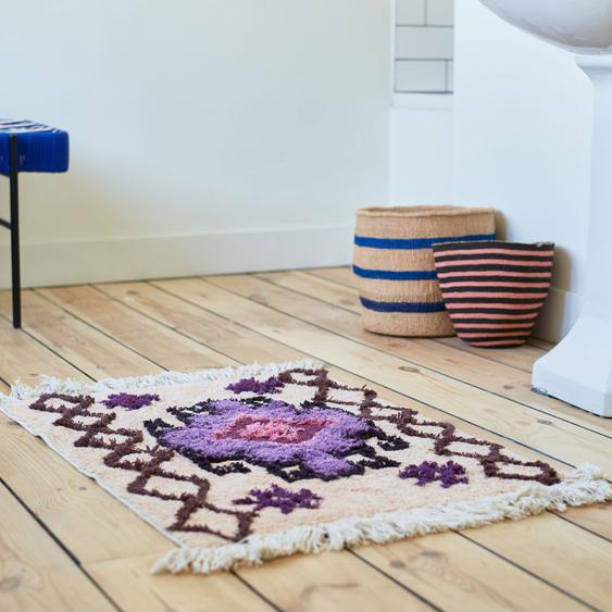Ibra - Tapis de bain dinspiration orientale en coton - Couleur - Violet, Dimensions - 60x90cm