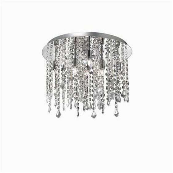 Ideal Lux ROYAL PL8, Chambre à coucher, Chambre denfant, Salle à manger, Salon, Chrome, IP20, Surface, Rond, Verre, Métal