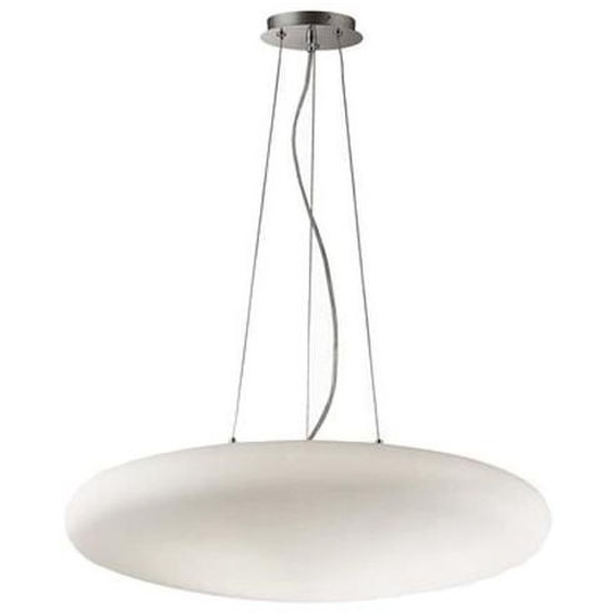 Ideal Lux Smarties Bianco SP5 D60, Salle à manger, Salon, Blanc, IP20, Surface, Ovale, Chrome, Verre