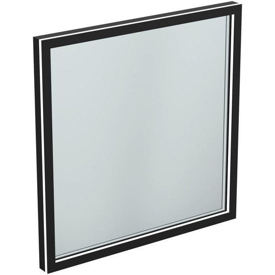 Ideal Standard Miroir T3965BH 60x3,8x60 cm, carré, avec éclairage, neutre, Habillages d´interrupteurs noir